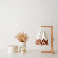 Orikomi Table Lamp Polar White with Warm Chestnut Stripe