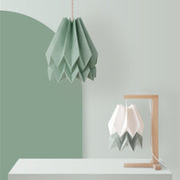 Orikomi Table Lamp Polar White with Smokey Sage Stripe