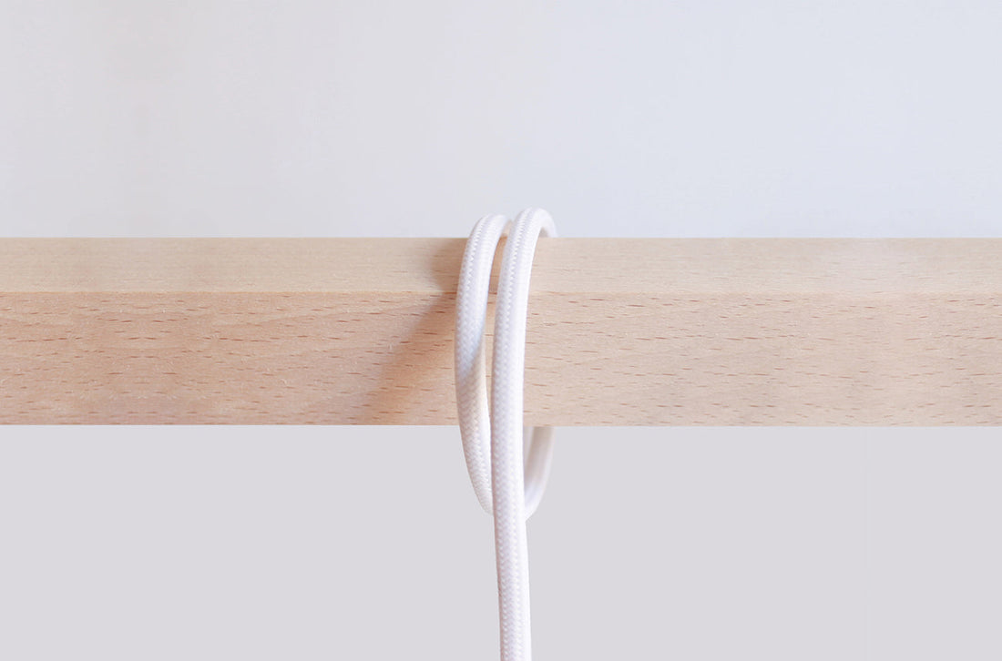 Orikomi Table Lamp Polar White with Dusty Rose Stripe