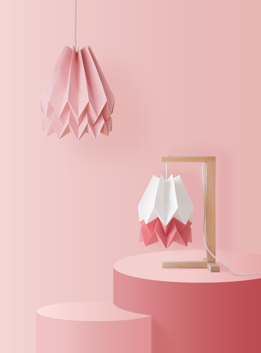 Orikomi Table Lamp Polar White with Dry Berry Stripe