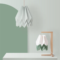 Orikomi Table Lamp Polar White with Forest Mist Stripe