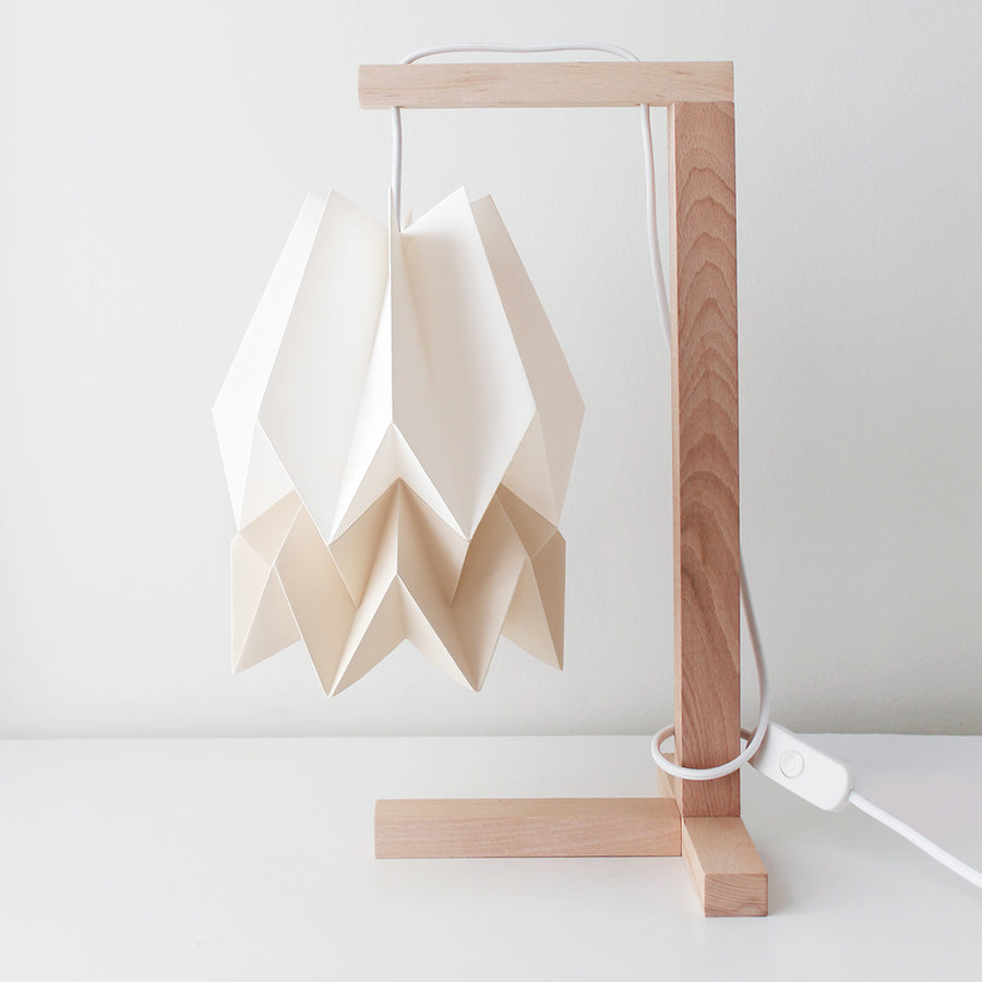 Orikomi Table Lamp Polar White with Creamy Oat Stripe